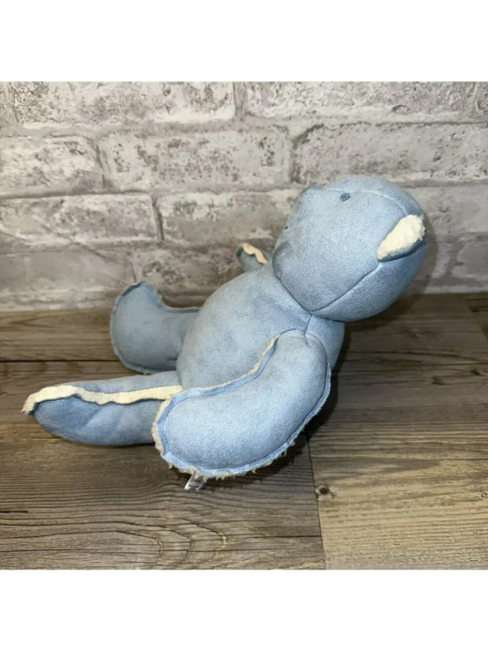 VINTAGE BABY GAP SUEDE SHERPA BRANNAN Teddy Bear BLUE Stuffed PLUSH Toy 13